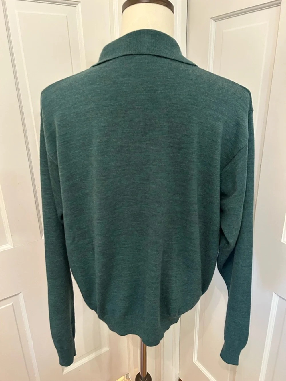 BOBBY JONES VTG 90s Wool Knit Polo Sweater‎ Green Long Sleeve Men L